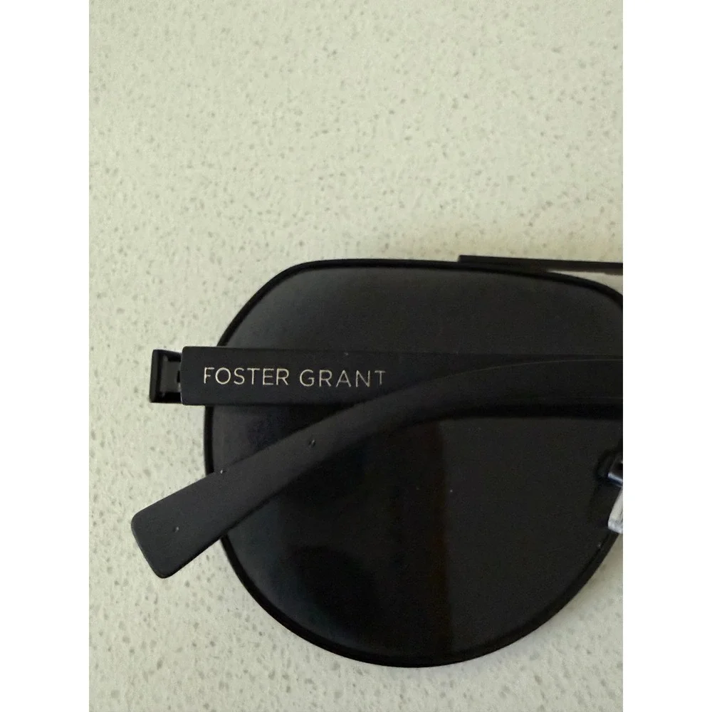 Foster Grant SR0425 Mens Black Polarized Aviator Sunglasses Double Bridge